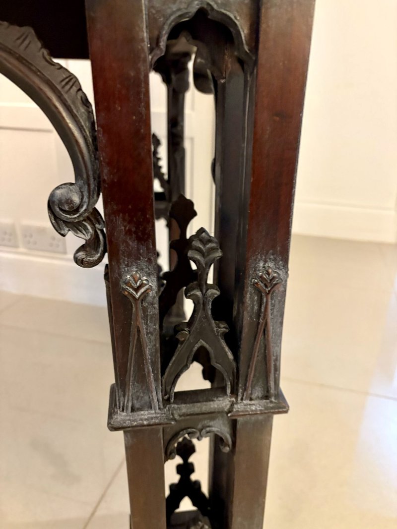 Large Antique Victorian Outstanding Quality Carved Mahogany Console Table in the Chinese Chippendale Manner - Image 11